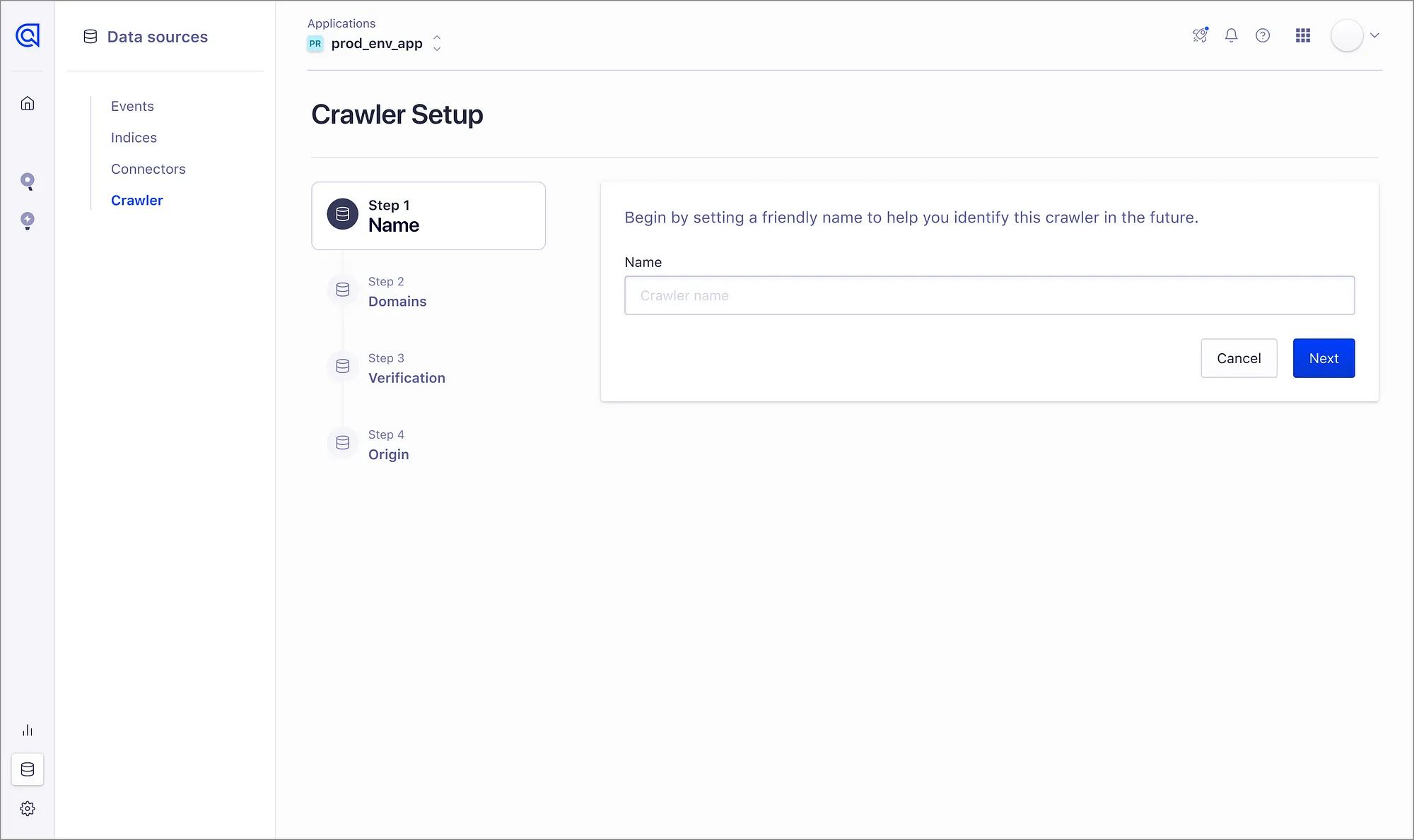 Crawler domain authentication onboarding step 1