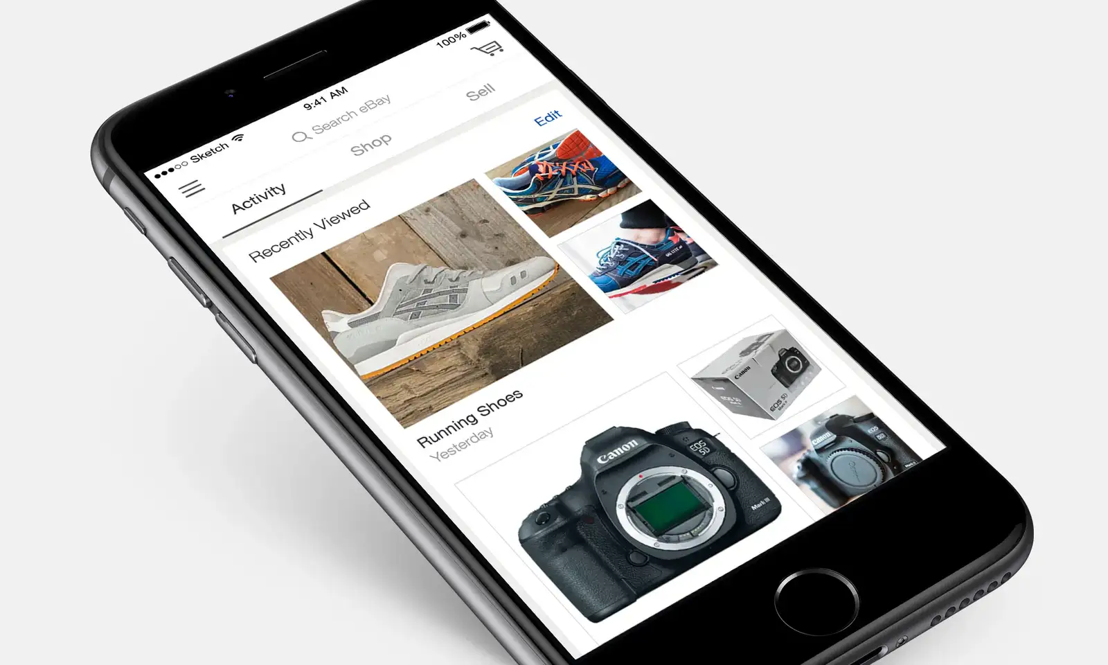 eBay Shopping Intents personalised feed showing clustered shopping journeys